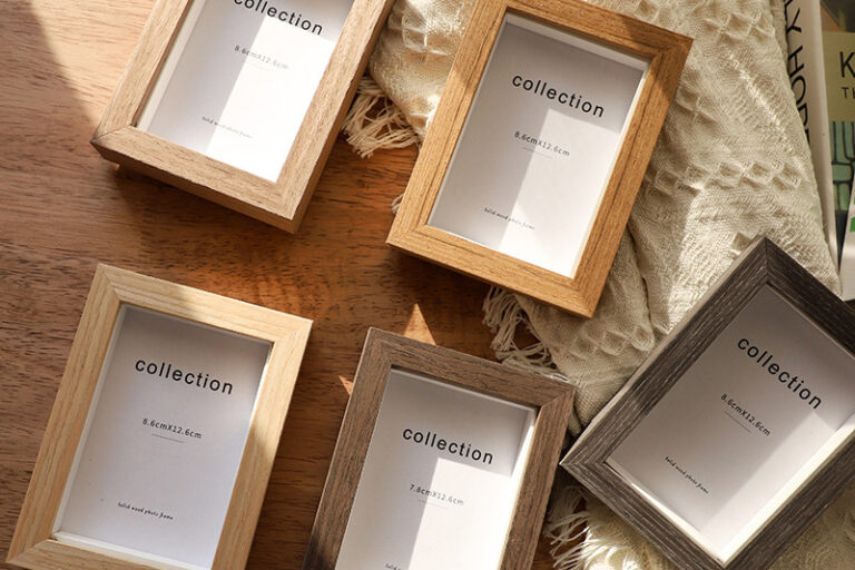 Simple solid wood photo frame set with wash print photo frame (3)