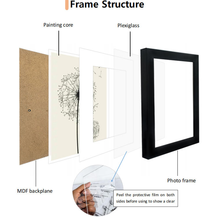 2024 DIY MDF Wooden Photo Frame with Metal Elements for Craft Display