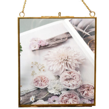 Double glass floating square metal frame for pressed flowers and photos