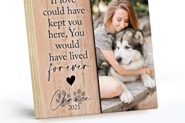EffiPrint 8 Custom Wood Frame Photo Block – Pet Memorial Gift for Dogs (2) EffiPrint Custom Wooden Photo Block Frame for Dog Memorial with Printed Pet Image