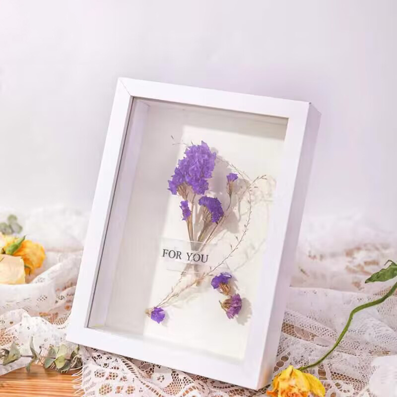 DIY 3D Wood Frame with Dried Flower and Shell Specimen