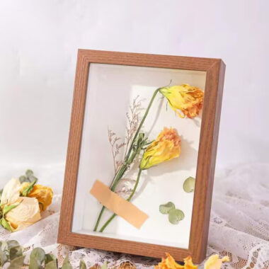 DIY 3D Wood Frame with Dried Flower and Shell Specimen
