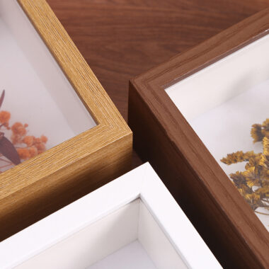 Large handmade hollow wood frame with pressed flowers, DIY decoration storage