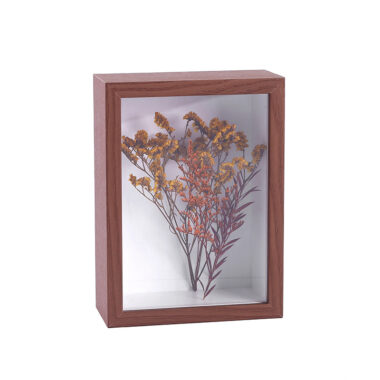 Large handmade hollow wood frame with pressed flowers, DIY decoration storage