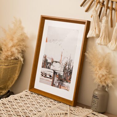 Walnut Color Wooden Frame for Wall Art and Puzzle Display
