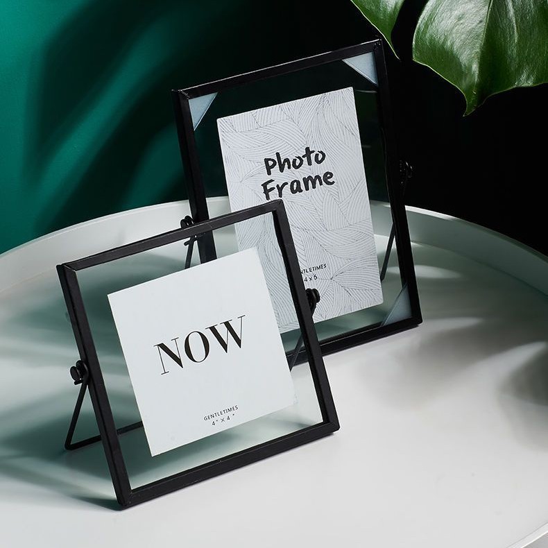 Light luxury transparent glass metal frame for photos and plant specimens