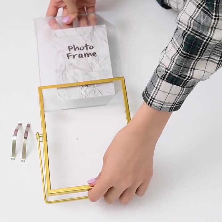 Light luxury transparent glass metal frame for photos and plant specimens