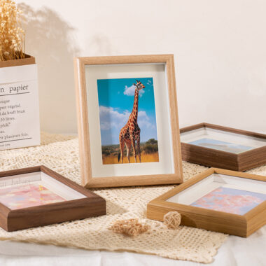 Nordic hollow wood tabletop and wall-mount photo frame in multiple sizes
