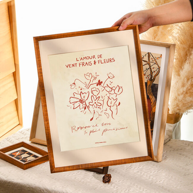 Rotatable Wooden Photo Frame for Postcards, Pet Memorials, Desktop Display