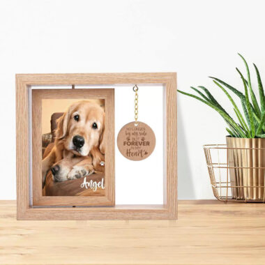 Rotatable Wooden Photo Frame for Postcards, Pet Memorials, Desktop Display