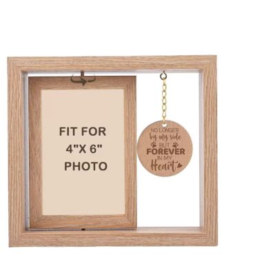 Rotatable Wooden Photo Frame for Postcards, Pet Memorials, Desktop Display