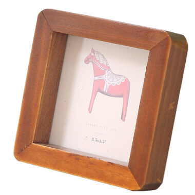 Vintage Solid Wood Mini Photo Frame with Glass Stand