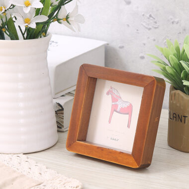 Vintage Solid Wood Mini Photo Frame with Glass Stand