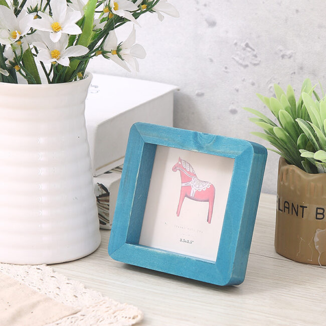 Vintage Solid Wood Mini Photo Frame with Glass Stand